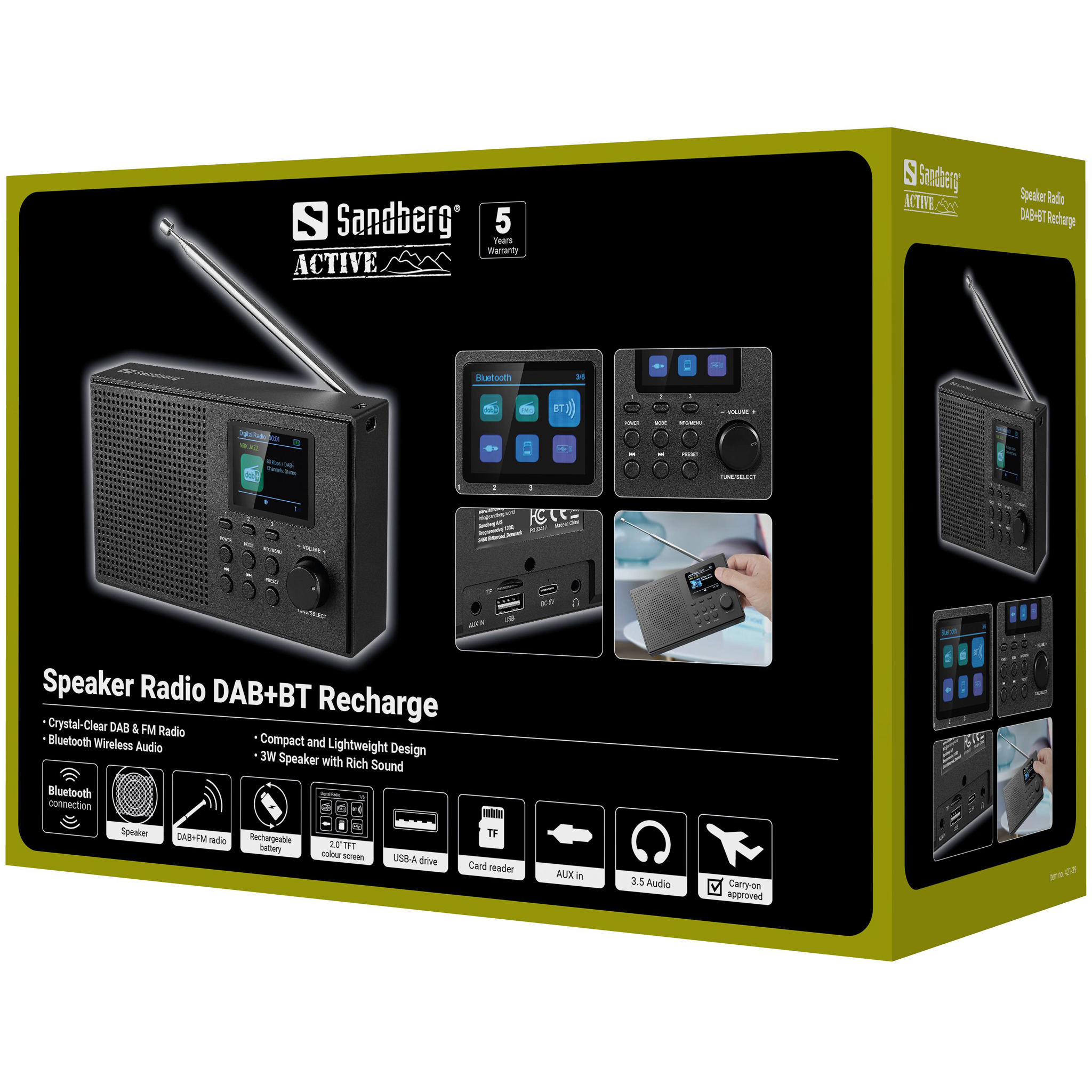 Sandberg Speaker Radio DAB+BT Recharge