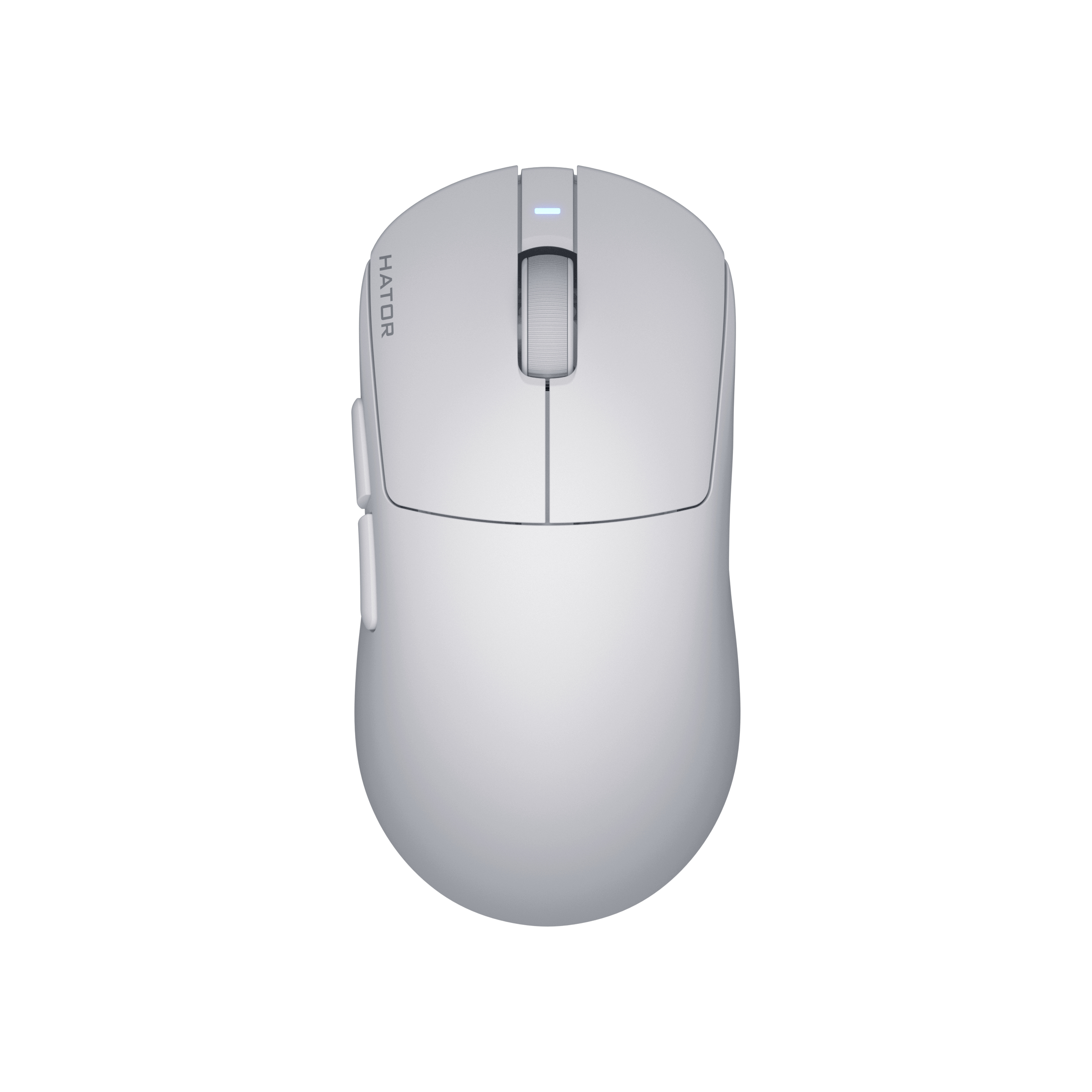 HATOR Quasar 3S ULTIMA 8K wireless, white, HATOR optical 100M switches, PixArt PAW3950, 30000dpi, anti-finger UV texture, 2.4GHz/Bluetooth/USB connection, 300mAh, 47g, 118.5x60.2x37.9mm, 100% PTFE & U-PE spot & glass feet, grips, fabric bag, Gaming mouse