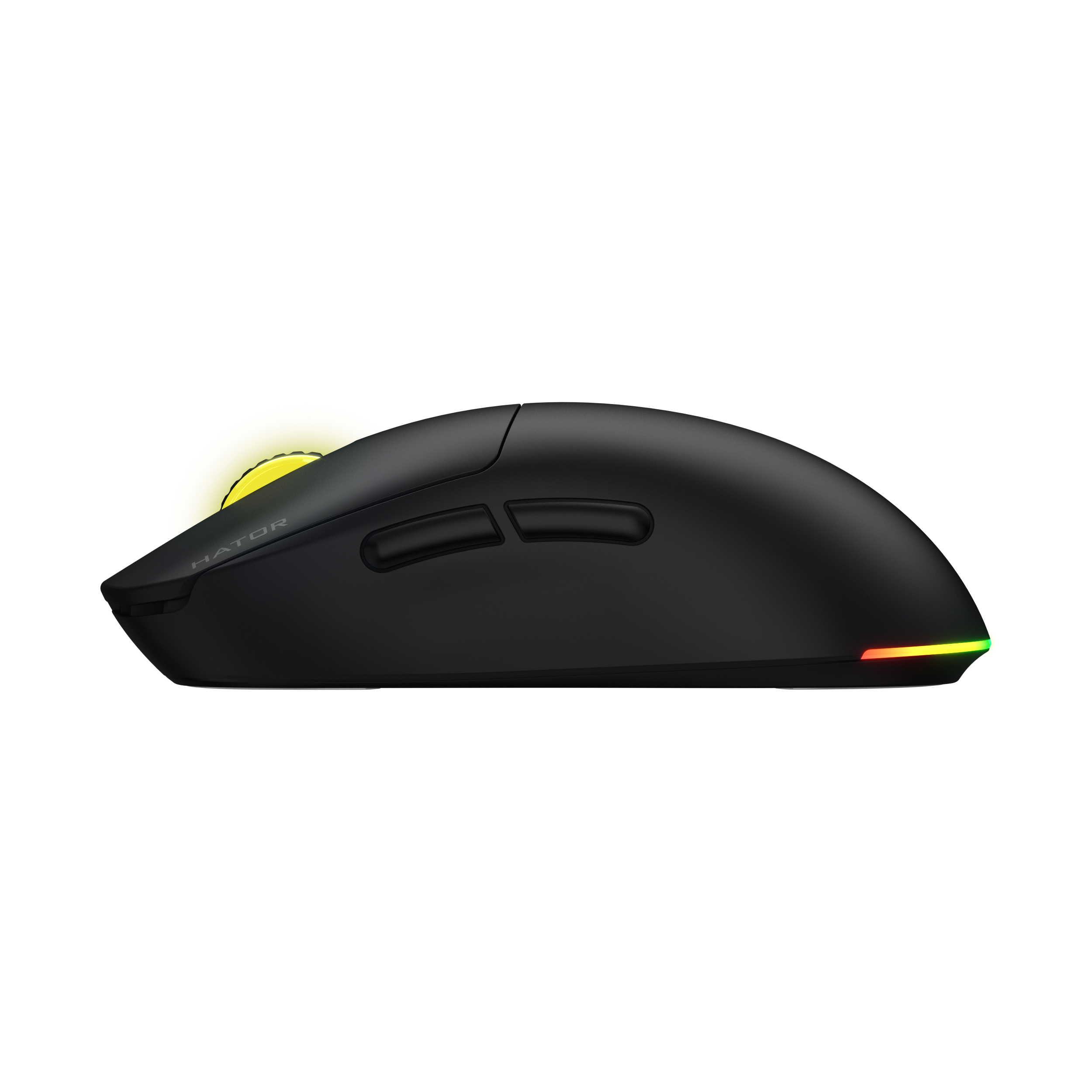 HATOR Quasar 3 ULTRA 8K+8K wireless, black edition, HATOR optical 100M switches, PixArt PAW3950, 30000dpi, anti-finger UV texture, 2.4GHz/Bluetooth/USB connection,600mAh,65g,125x64x40mm,100% PTFE & U-PE spots & glass feet, grips, fabric bag, RGB scroll&t