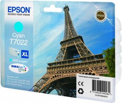 Epson wp4000/4500 inktcartridge cyaan high capacity 2.000 pagina s 1-pack blister zonder alarm