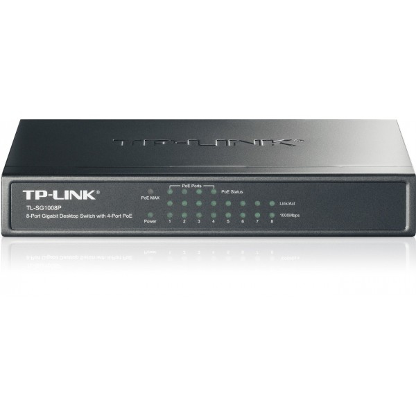 TP-Link TL-SG1008P 8-Port Gigabit Desktop PoE Switch, 8 x GBit LAN waavan 4 x POE