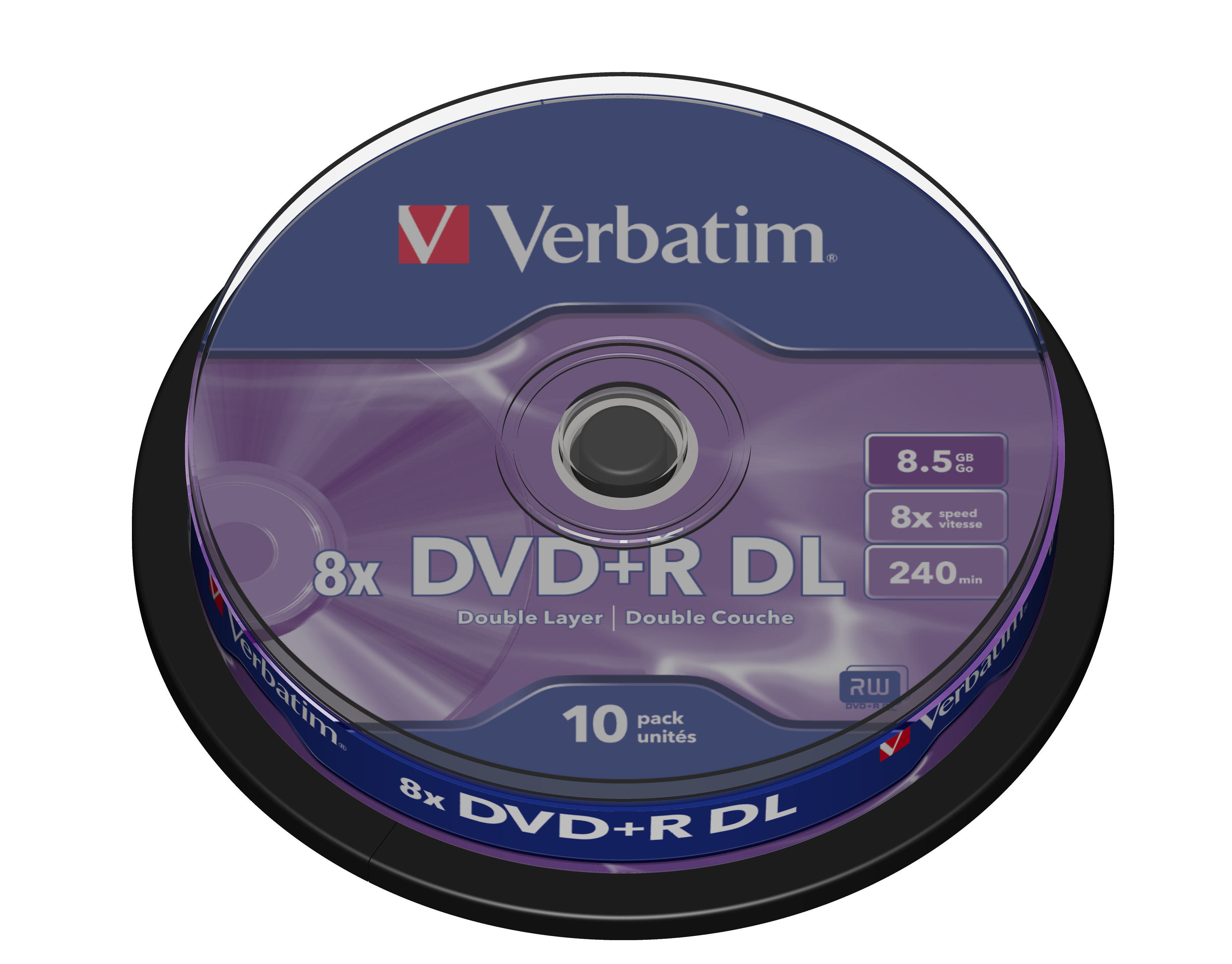 Verbatim dvd+r/8.5gb 8x doublelayer 10pk mattsilv dvd+r/8.5gb double layer 8x matt silver surface 10sp