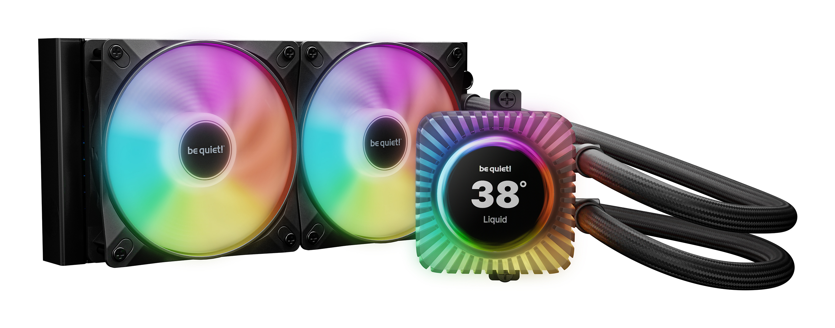 be quiet! Light Loop IO LCD 240mm Black AIO Water Cooler, IPS Display, 2 x Light Wings LX 120 mm PWM high-speed, ARGB with IO integration Intel: 1851/1700/1200/115x AMD: AM4/AM5, IO ARGB Hub