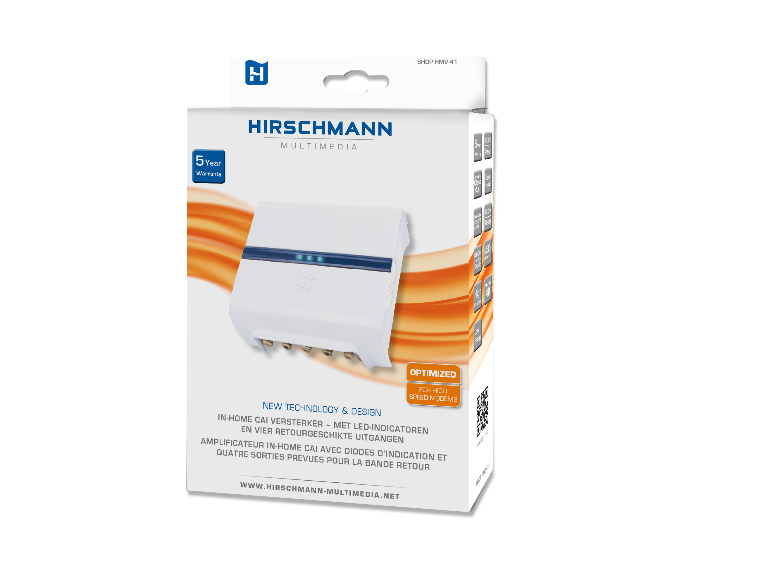 Hirschmann CATV Versterker 4 Uitgangen 4G(LTE)-PROOF