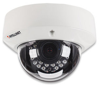 Intellinet Outdoor Night Vision Megapixel Network Dome Camera720p hd, wdr, day/night, ip66, h.264, mpeg4, m-jpeg, 3gpp, poe, microsd/sdhc