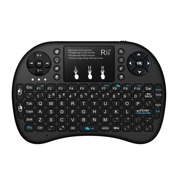 Rii i8 plus Mini Wireless keyboard (2.4G) for Windows, Mac, Linux and Android. Inc. MULTI-touch touchpad. USB Dongle, Li-Ion Battery