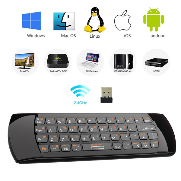 Rii mini i25 Air mouse keyboard (2.4G), mini keyboard en Airmouse, IR learning, 450 mAh accu - USB receiver