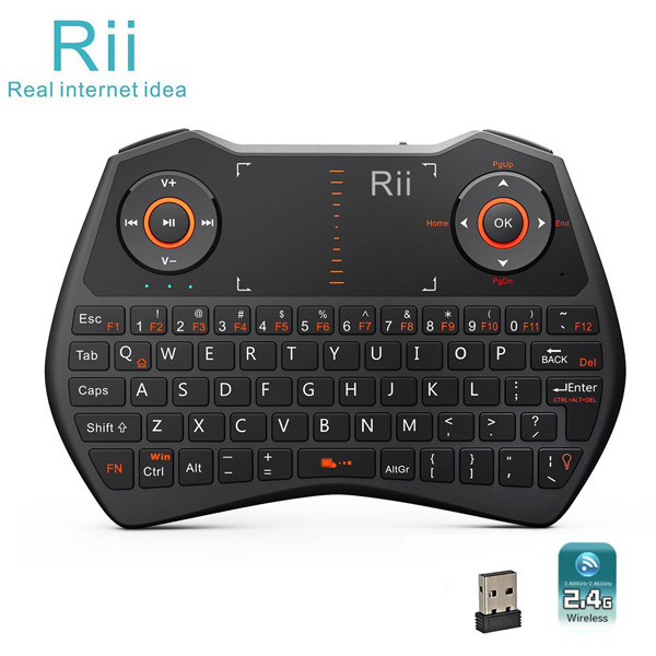 Rii i28c Mini Wireless Keyboard inc touchpad (2.4G) , backlight - black, 148 x 102 x 20mm, 450mAh accu