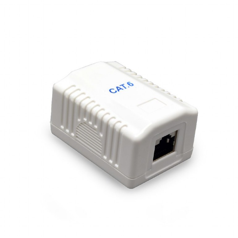 Gembird CAT6 FTP LAN-opbouwdoos, 1-poorts (kan ook CAT5E en UTP kabel in), met schroeven en zelfklevende tape. Keystone Jack