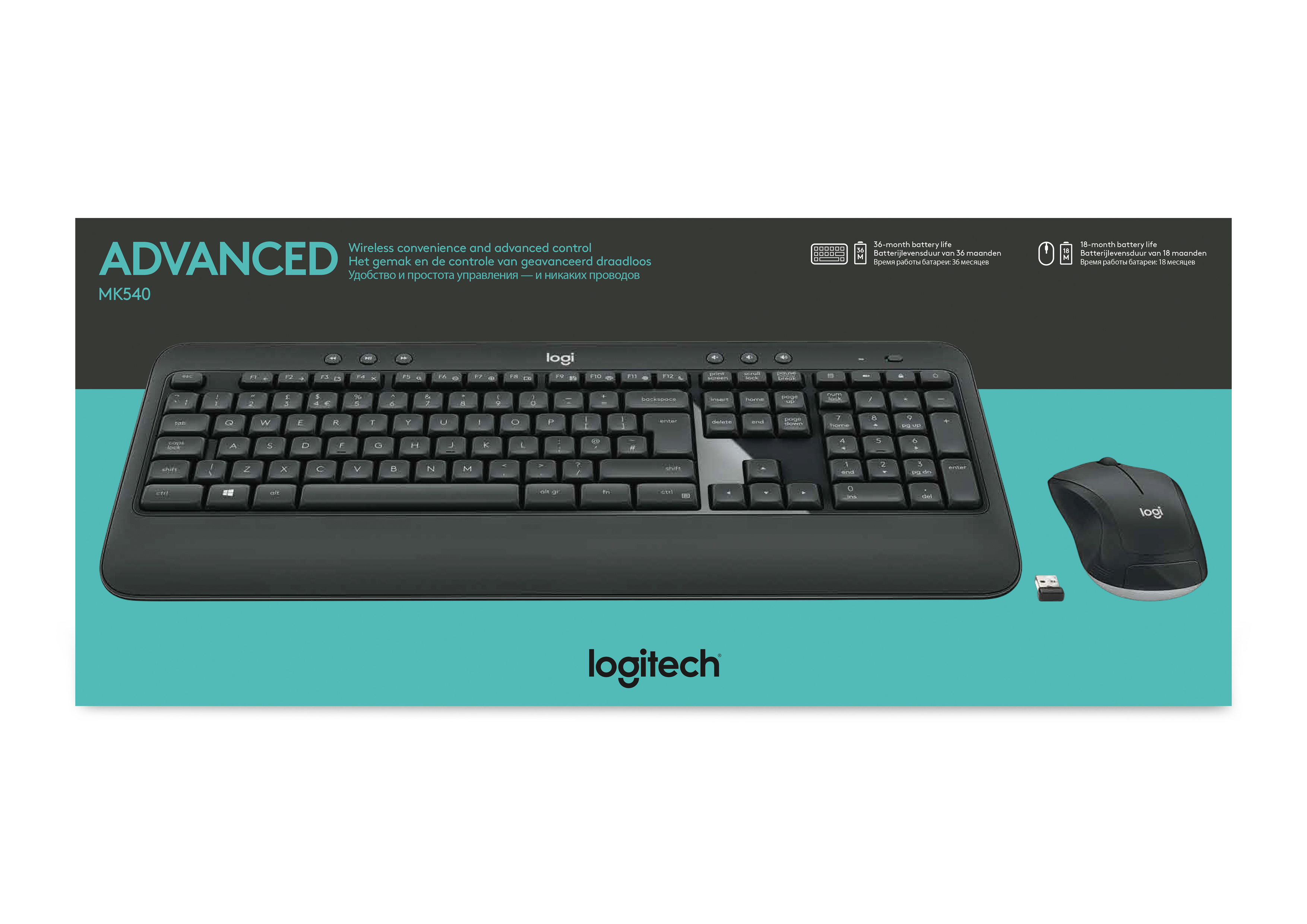 Logitech MK540 Advanced wireless keyboard + mouse set, draadloos, 2.4 GHz, vs internationaal