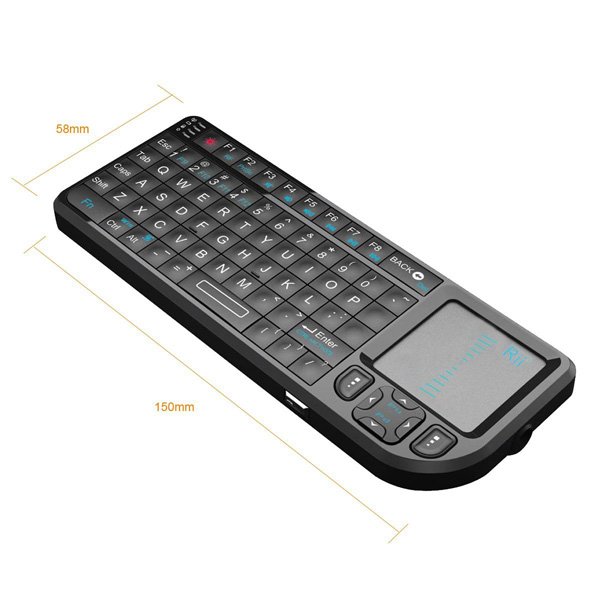 Rii Mini X1 v3, wireless (2.4G) keyboard met touchpad en laserpointer, 151 x 59 x 12.5mm, 280 mAh accu