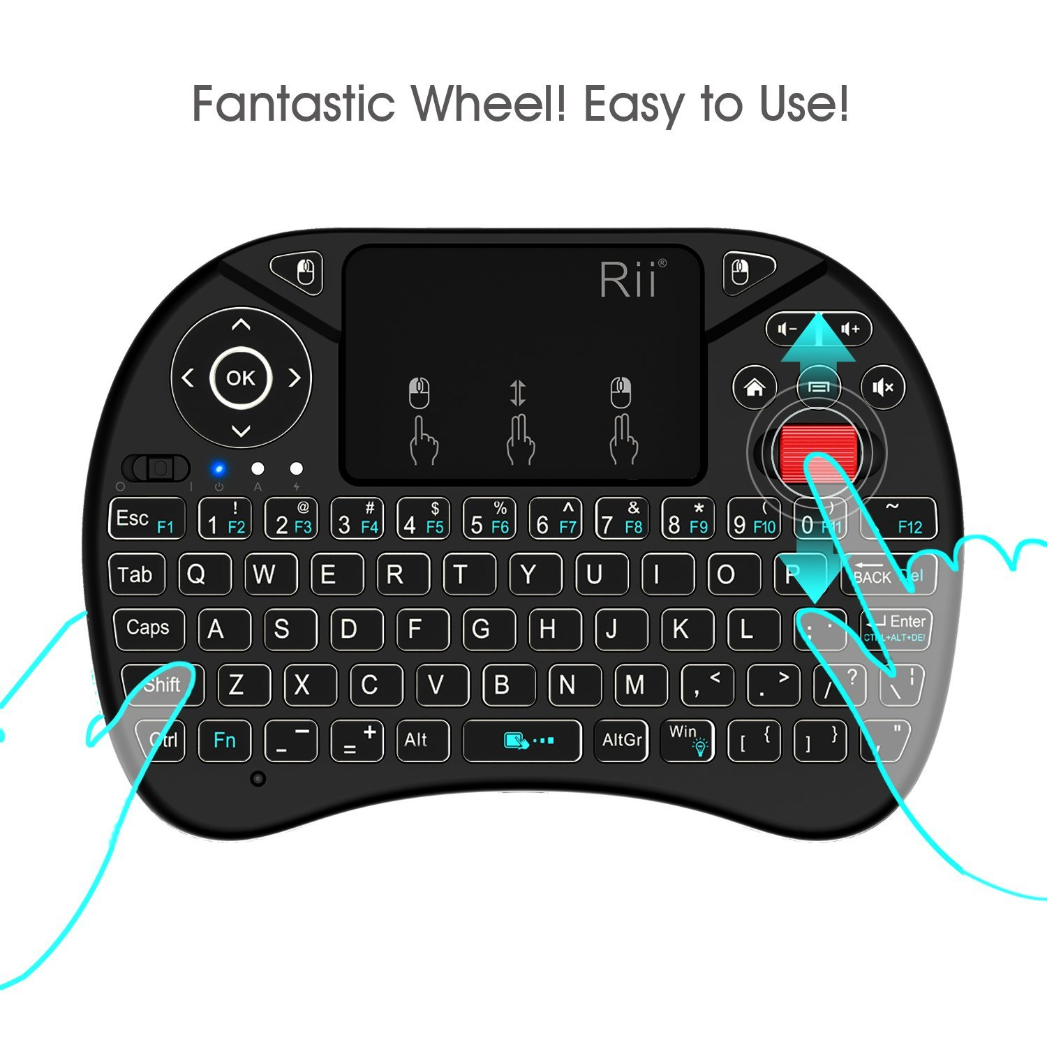 Rii X8 2.4GHz Mini Wireless Keyboard with Touchpad Mouse Combo, LED Backlit, Rechargable Li-ion Battery