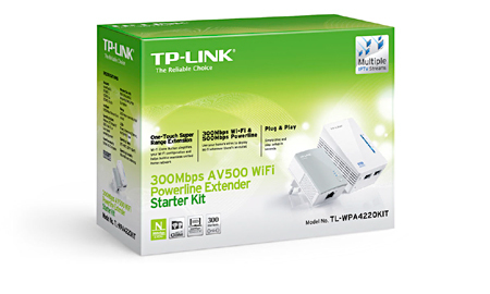 TP-LINK TL-WPA4220KIT PowerLine-netwerkadapter, 1x Powerline-Lan, 1x Powerline naar 2x LAN en WiFi
