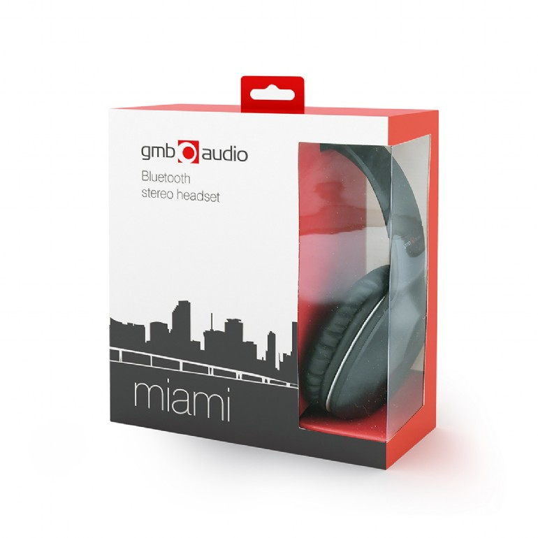 Gembird stereo bluetooth (v4.2) headset - Miami - 500 uur standby / 6 uur gebruik - met 3,5mm audiokabel dus ook bedraad te gebruiken.