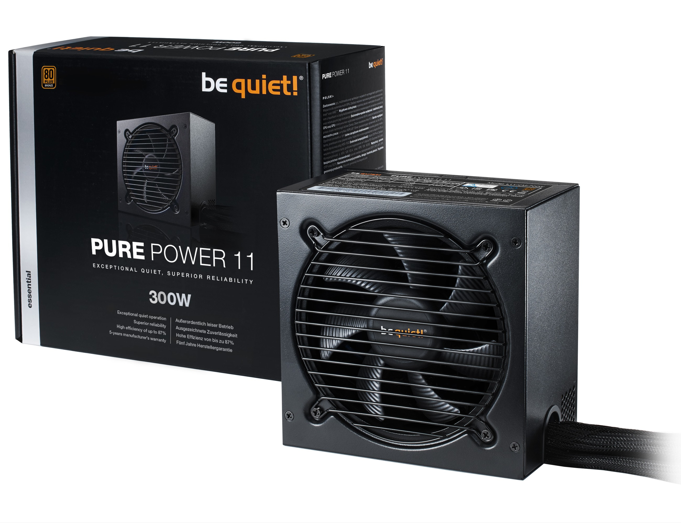 be quiet! Pure Power 11 300W, 80+ Bronze, ErP, Energy Star 6.0 APFC, Sleeved, 1xPCI-Ex, 4xSATA, 2xPATA, 2 Rails, 120 mm Fan