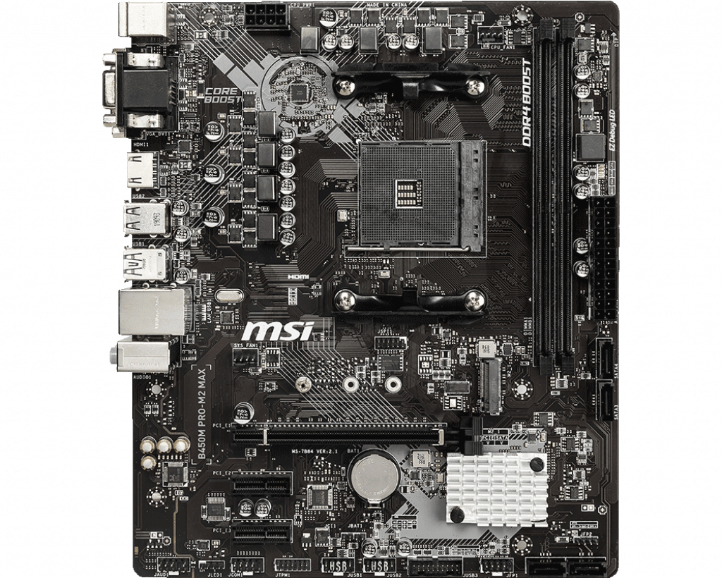 MSI B450M PRO-M2 Max, micro ATX, Socket AM4, AMD B450 - USB 3.1 Gen 1 - Gigabit LAN