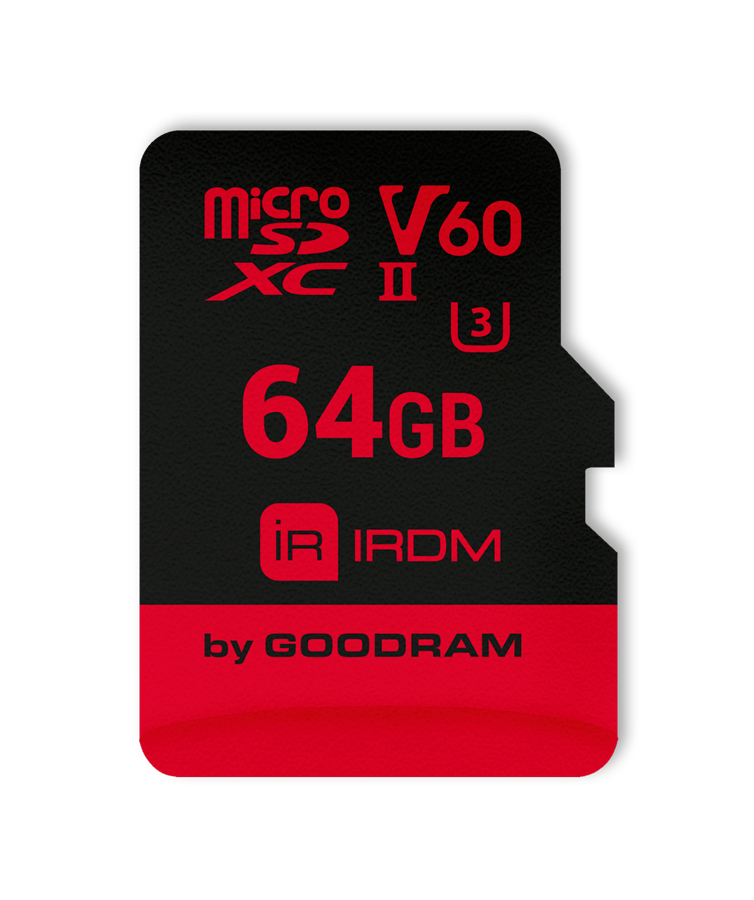 GOODRAM IRDM MicroSD (SecureDigital) 64GB SDXC, Class 10, UHS-II U3, V60 + adapter