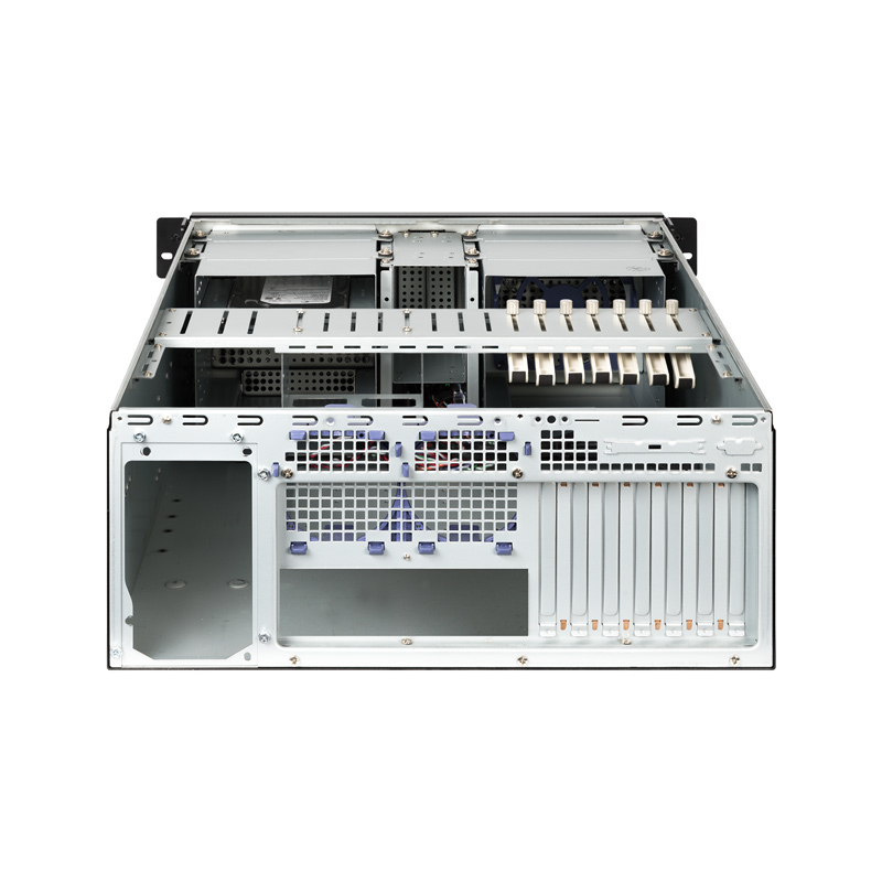 Chieftec UNC-409S-B-OP u 4U rackmount serverbehuizing, SECC staal 1.2mm, 600x485x177,5mm, 16,20 kg, geschikt voor E-ATX/ATX/micro-ATX, 6*5.25 , 3*3.5 , 1x5.25 ultra slim ODD extern, 2*3.5 intern, zwart