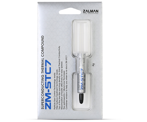Zalman ZM-STC7, Super Thermal Compound / - Syringe type / - Capacity: 4g / - Thermal Conductivity: 7.2 (W/mK) / - Viscocity: 220 (Pa.s) / Koelpasta