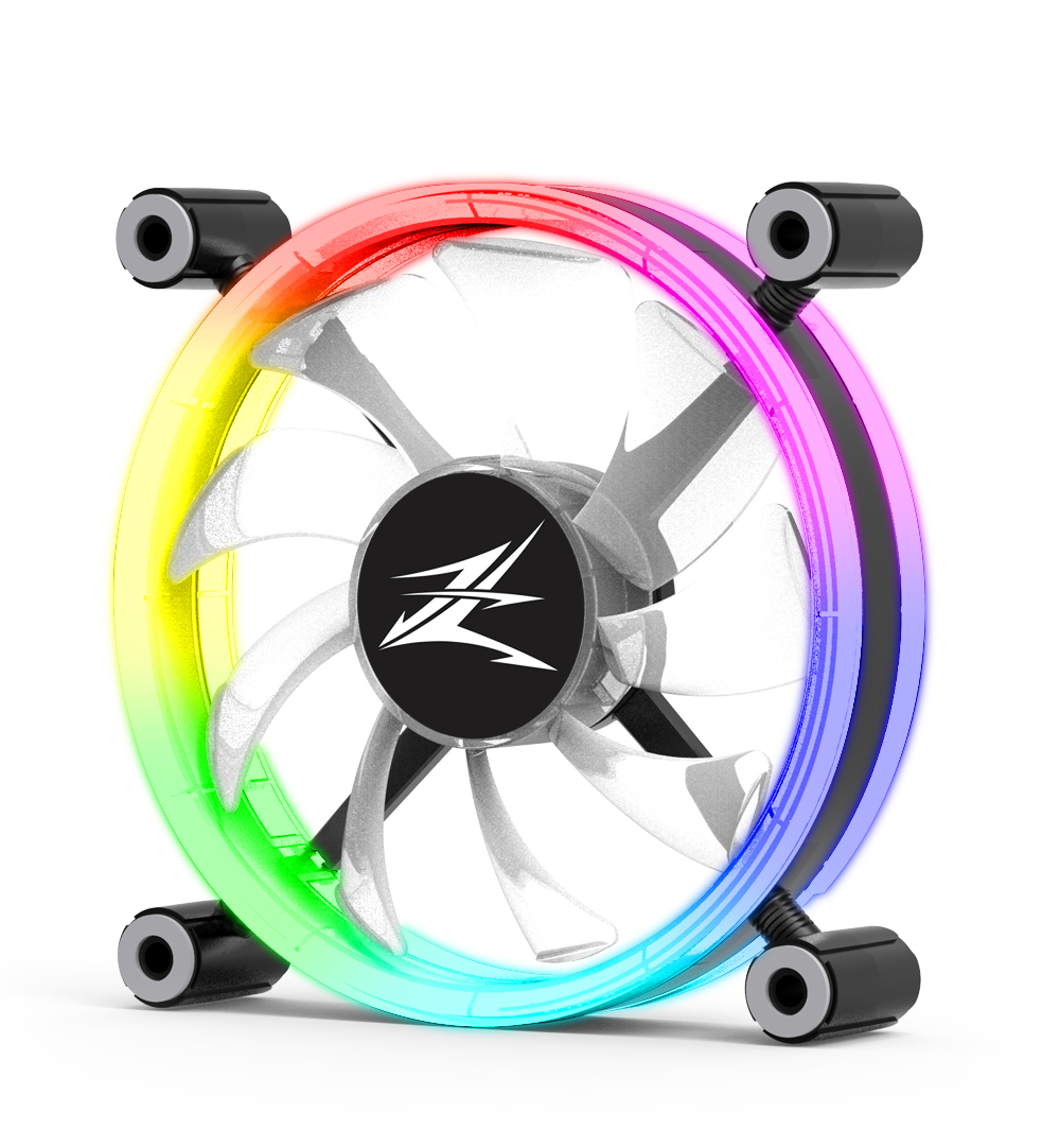 Zalman ZM-LF120, Premium double-sided 120mm Ring LED Fan / - High air volume / - Sleek and artistic design / - Designed for minimized vibration and noise / - Addressable RGB sync for stunning RGB ef./ Long lasting 50,000hours life span(EBR)