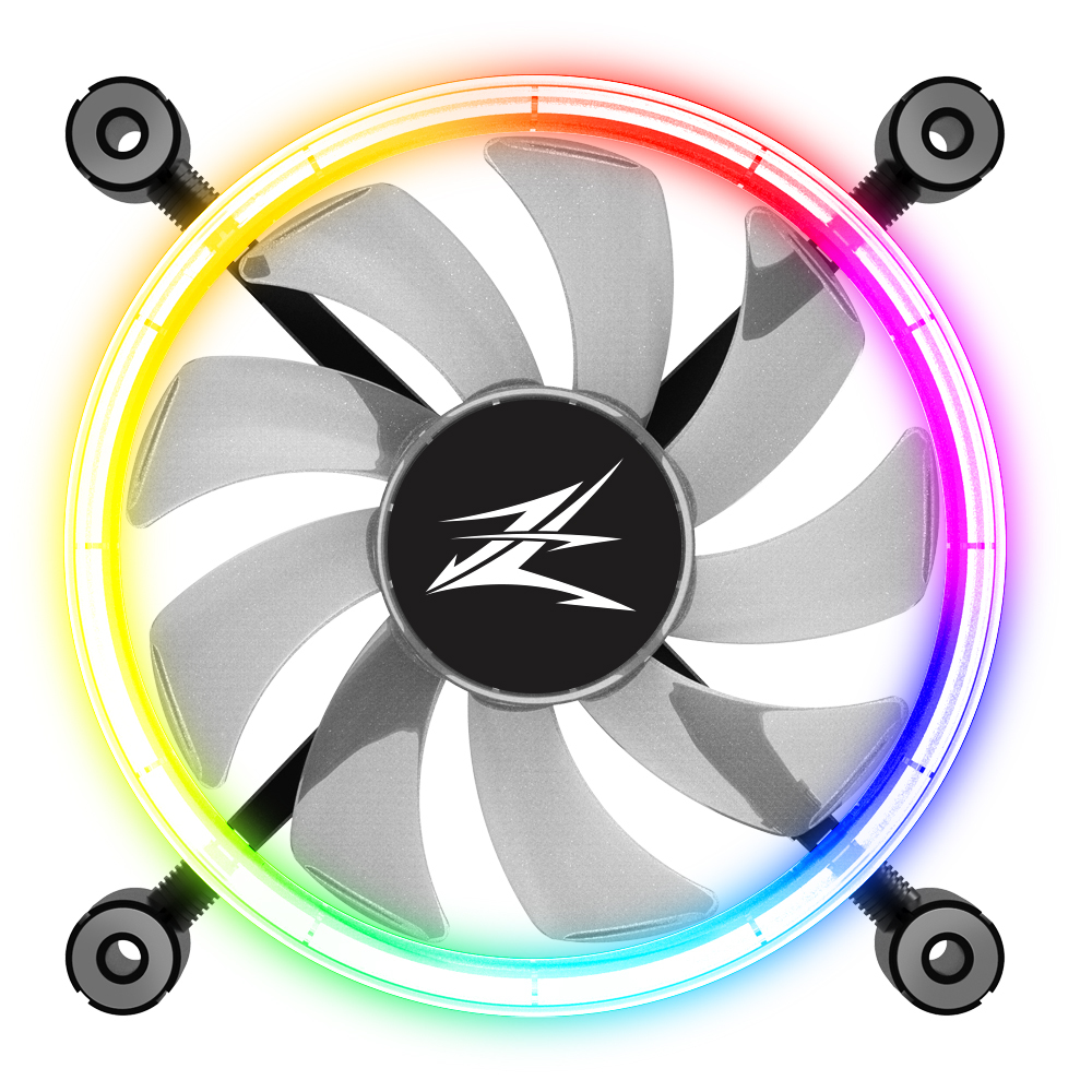 Zalman ZM-LF120, Premium double-sided 120mm Ring LED Fan / - High air volume / - Sleek and artistic design / - Designed for minimized vibration and noise / - Addressable RGB sync for stunning RGB ef./ Long lasting 50,000hours life span(EBR)