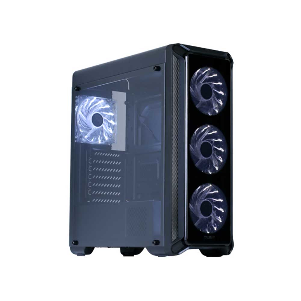 Zalman i3 Edge, ATX Mid Tower PC Case / - Pre-installed fan : 3 x 120mm white LED fan in front & / 1 x 120mm white LED fan in rear / - Drive bays : 2 x 3.5 & 3 x 2.5 / - Arcyl window on front & left side / - Dimension : 457(D) x 195(W) x 468(H)mm