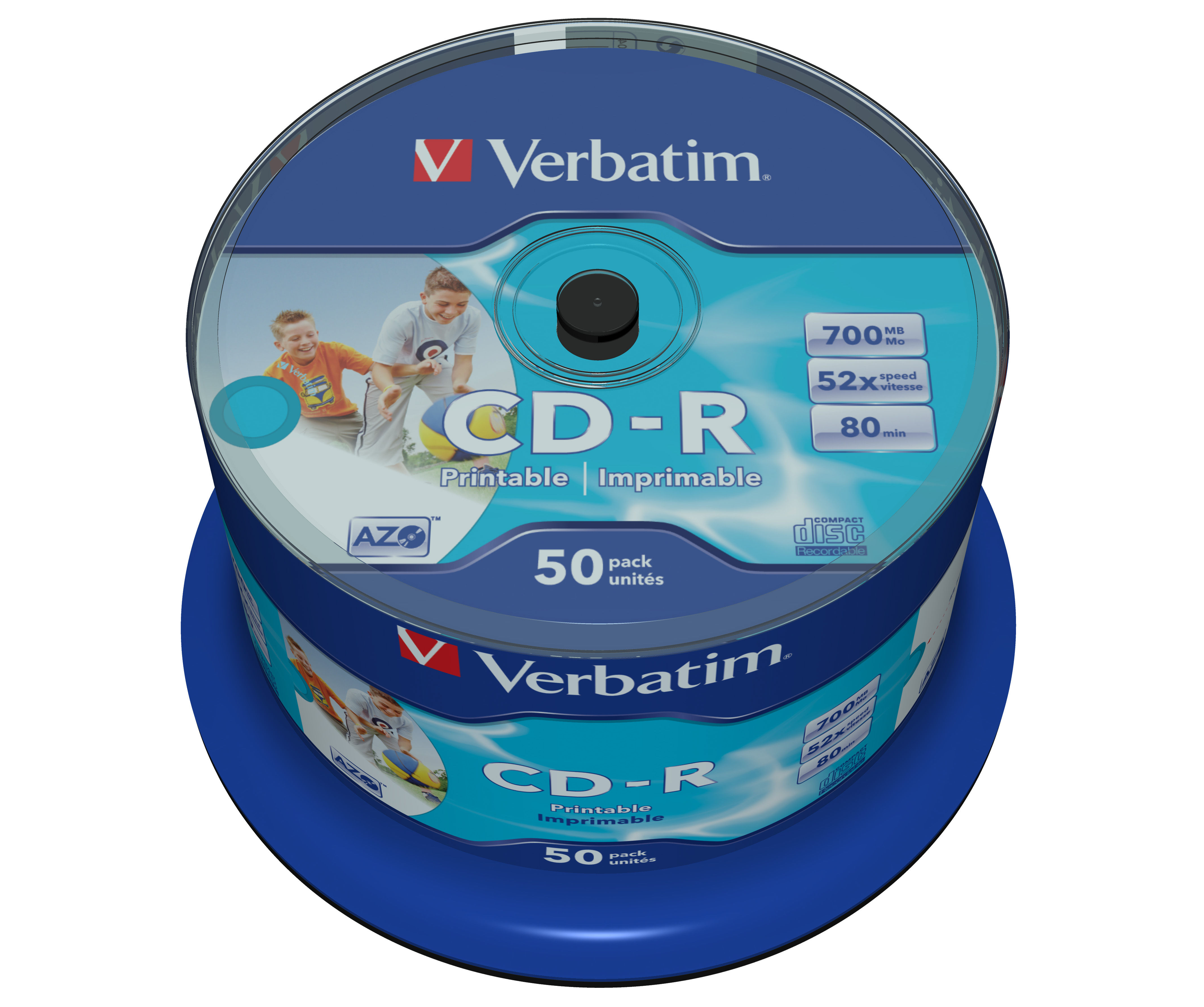 Verbatim inktjet printbaar cd-r 80 min. / 700 mb 52x 50-pack spindel white fullsize surface