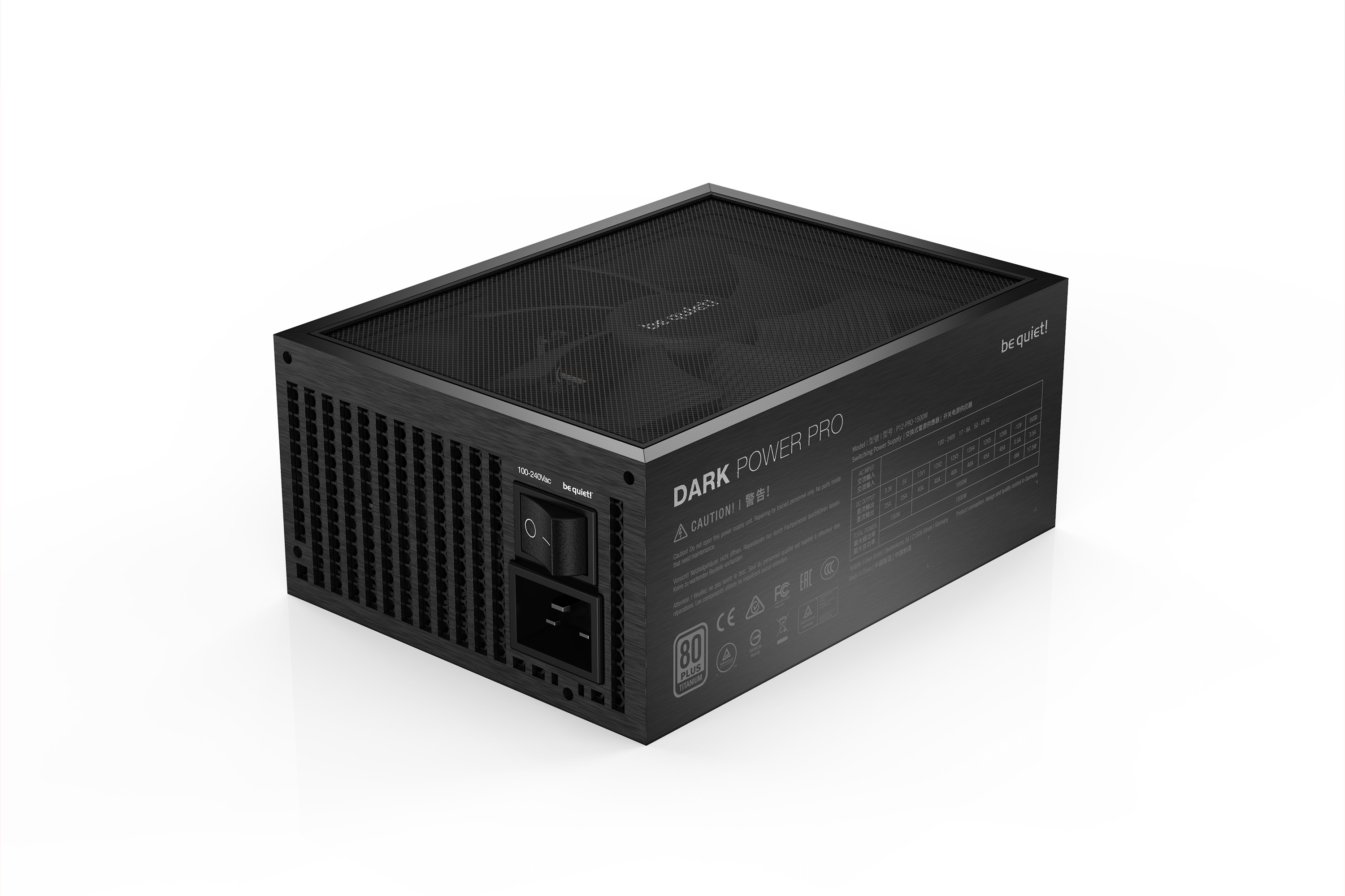 be quiet! Dark Power Pro 12 1500W, 80+ Titanium, ErP, Energy Star 7 APFC, Sleeved, 10xPCI-Ex, 16xSATA, 8xPATA, Full Cable Management, Switchable 6 or 1 Rail, Silent Wings 3 135