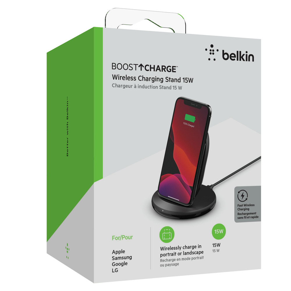 BELKIN BOOST CHARGE Wireless Charging Stand 15W Power Supply Included Black