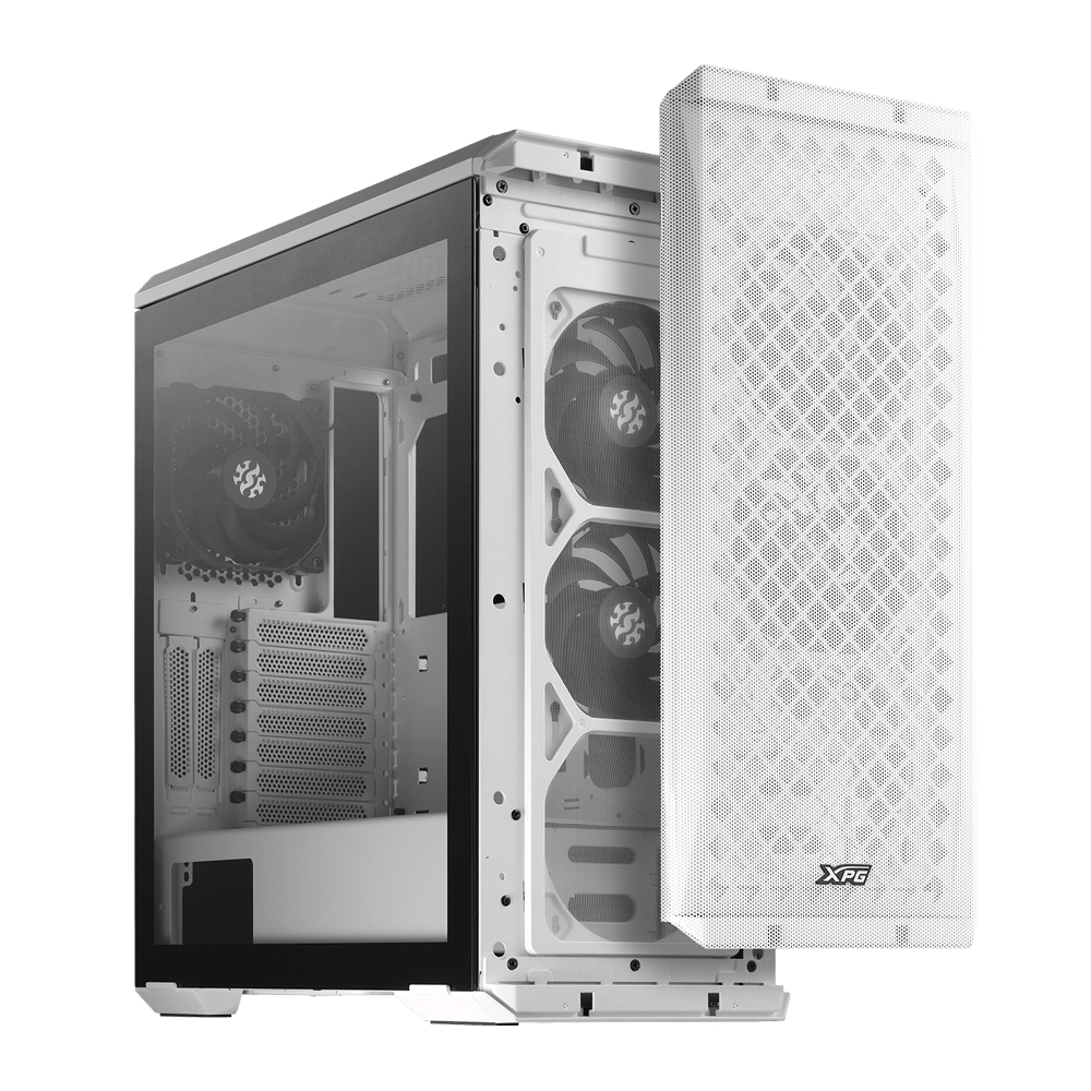 XPG DEFENDER, White, E-ATX Mid Tower, 3.5incx2, I/O: USBx2, HD Audiox1, Resetx1, Powerx1, Fan: Frontx2, Rearx1