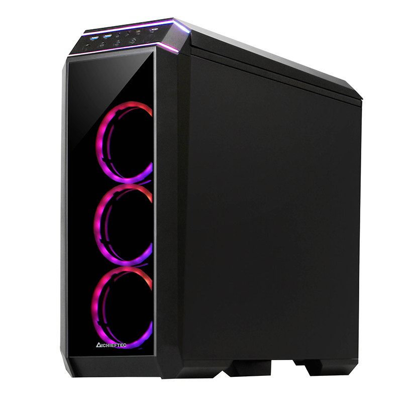 Chieftec Stallion II // Black , ATX Gaming case, T Glass, 4x RGB fan, MB sync.w/USB Type C