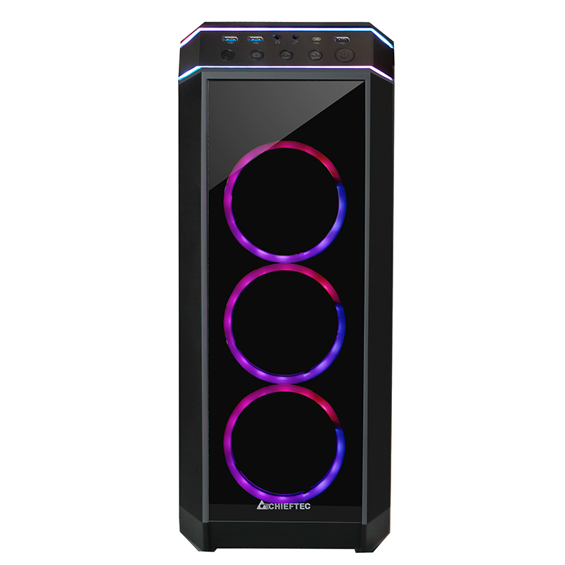 Chieftec Stallion II // Black , ATX Gaming case, T Glass, 4x RGB fan, MB sync.w/USB Type C