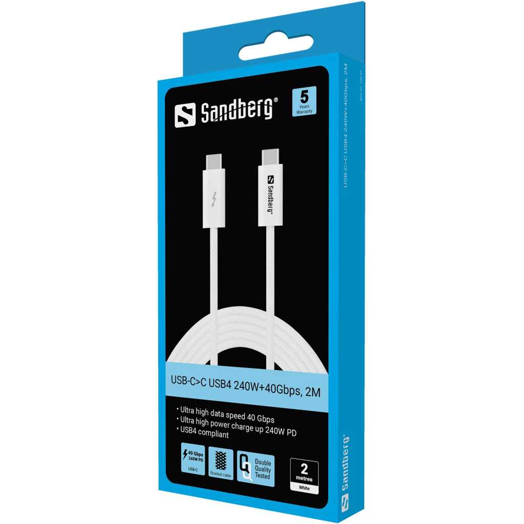 Sandberg USB-C>C USB4 240W+40Gbps, 2M