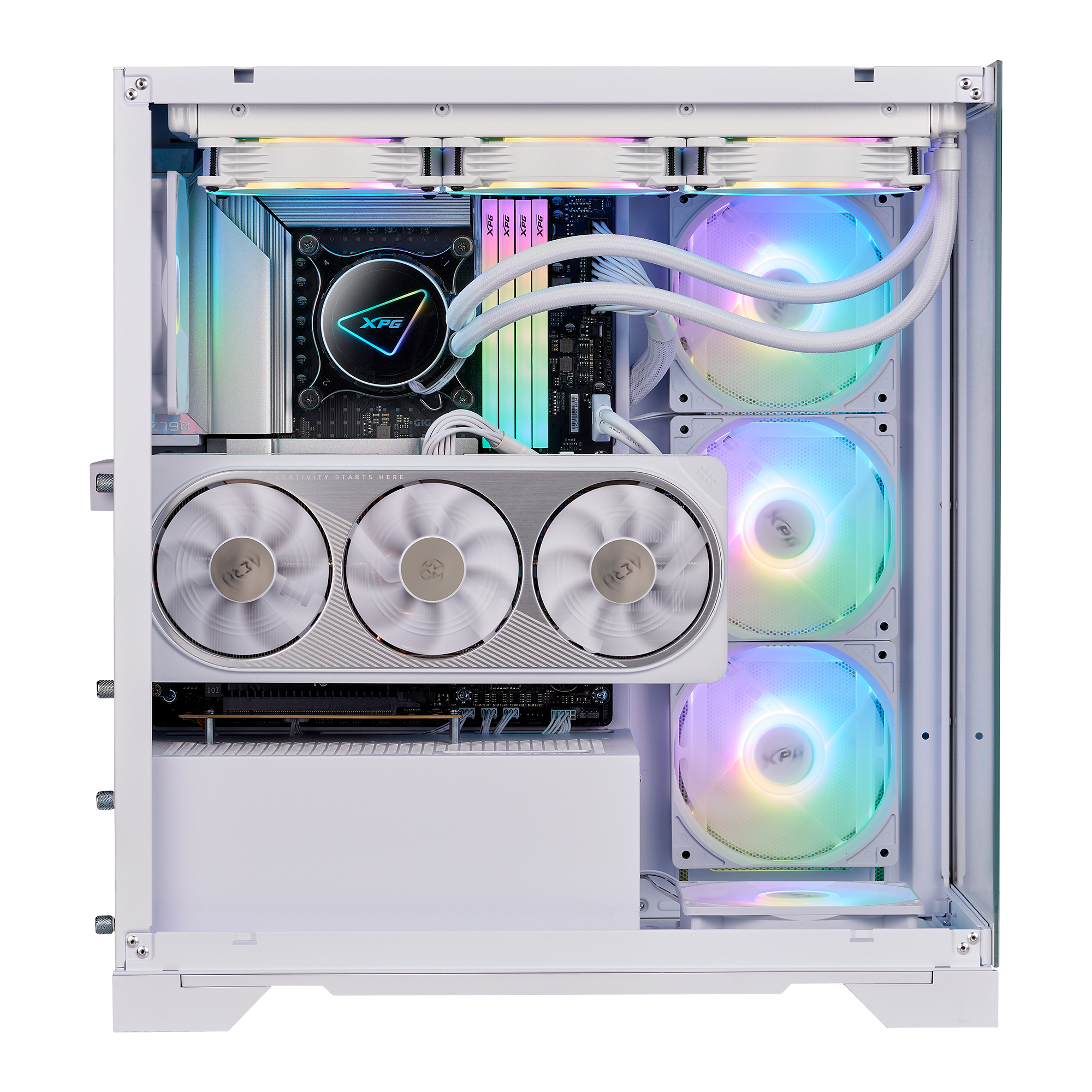 XPG INVADER X, White, ATX Mid Tower, 3.5incx3, I/O: USB-Cx1, USBx2 , HD Audiox1, Resetx1, Powerx1