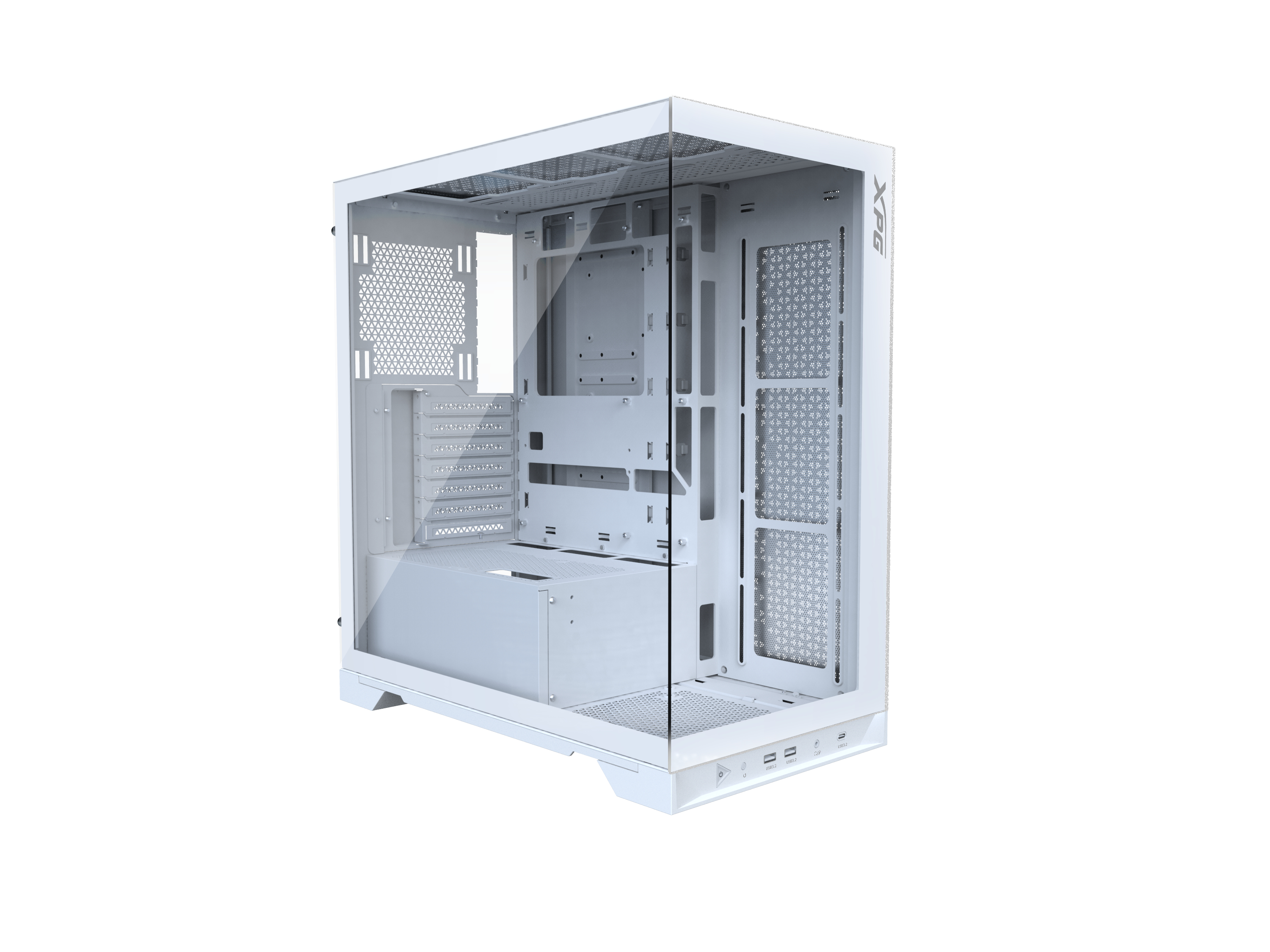 XPG INVADER X, White, ATX Mid Tower, 3.5incx3, I/O: USB-Cx1, USBx2 , HD Audiox1, Resetx1, Powerx1