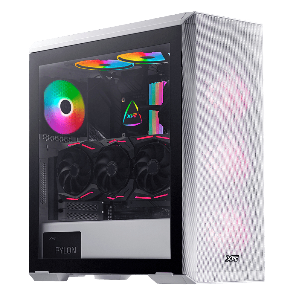 XPG DEFENDER, White, E-ATX Mid Tower, 3.5incx2, I/O: USBx2, HD Audiox1, Resetx1, Powerx1, Fan: Frontx2, Rearx1