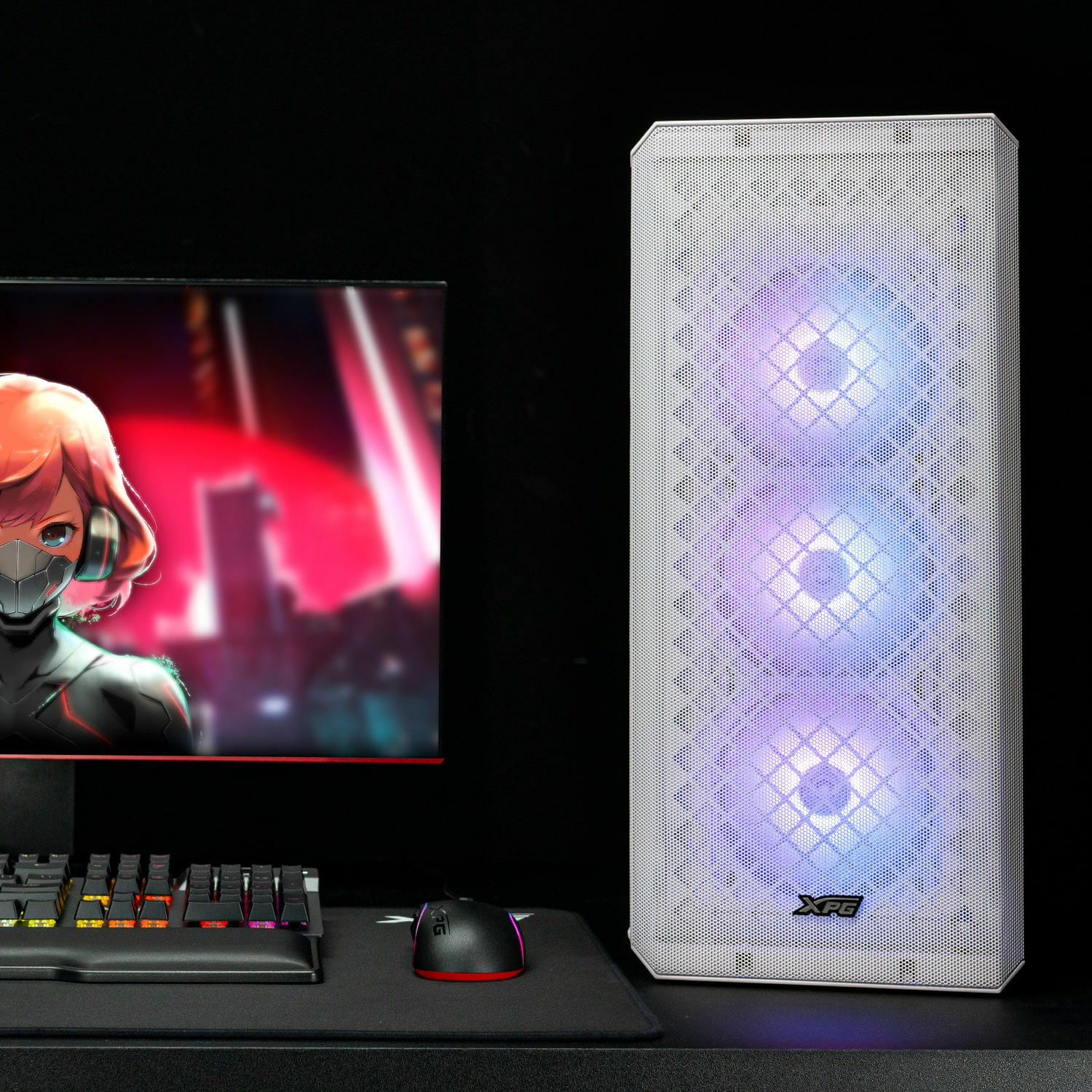 XPG DEFENDER, White, E-ATX Mid Tower, 3.5incx2, I/O: USBx2, HD Audiox1, Resetx1, Powerx1, Fan: Frontx2, Rearx1
