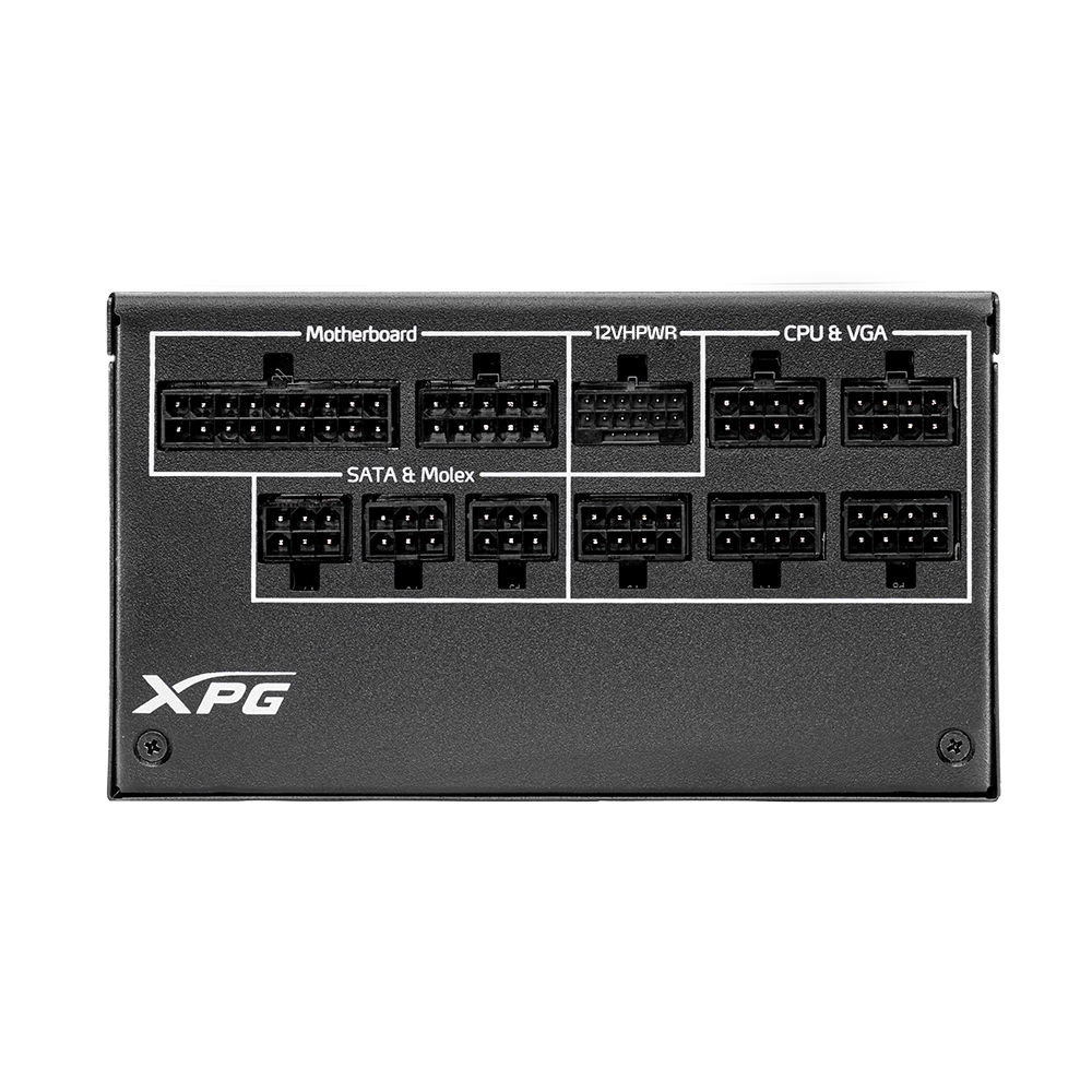 XPG CYBERCORE II, Black, 80+ Platinum, Full Modular, 1300W, ATX 24x1, EPS 8x2, PCIE 6+2x10, MOLEXx8, 12VHPWRx1, SATAx12, 100% Japanese Capacitor