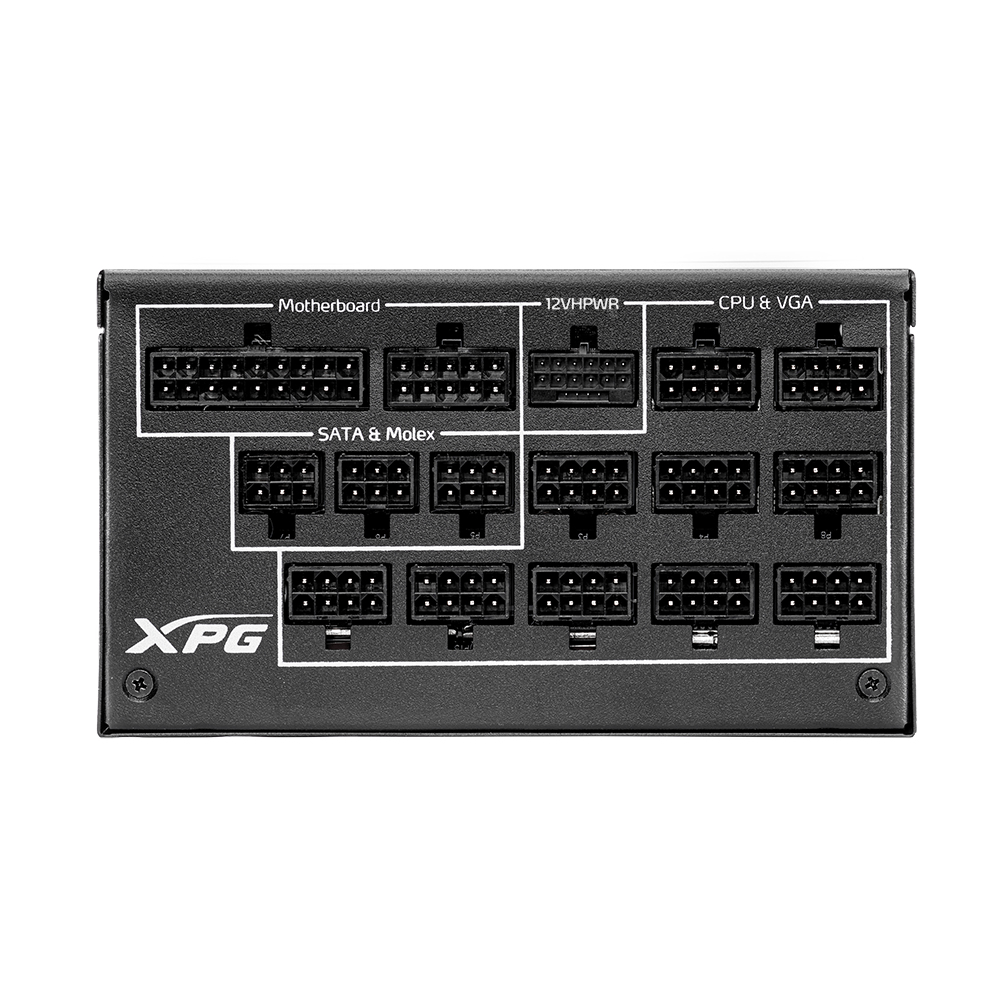 XPG CYBERCORE II, Black, 80+ Platinum, Full Modular, 1300W, ATX 24x1, EPS 8x2, PCIE 6+2x10, MOLEXx8, 12VHPWRx1, SATAx12, 100% Japanese Capacitor