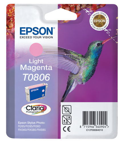 Epson t0806 inktcartridge licht magenta standard capacity 7.4ml 685 pages 1-pack blister zonder alarm