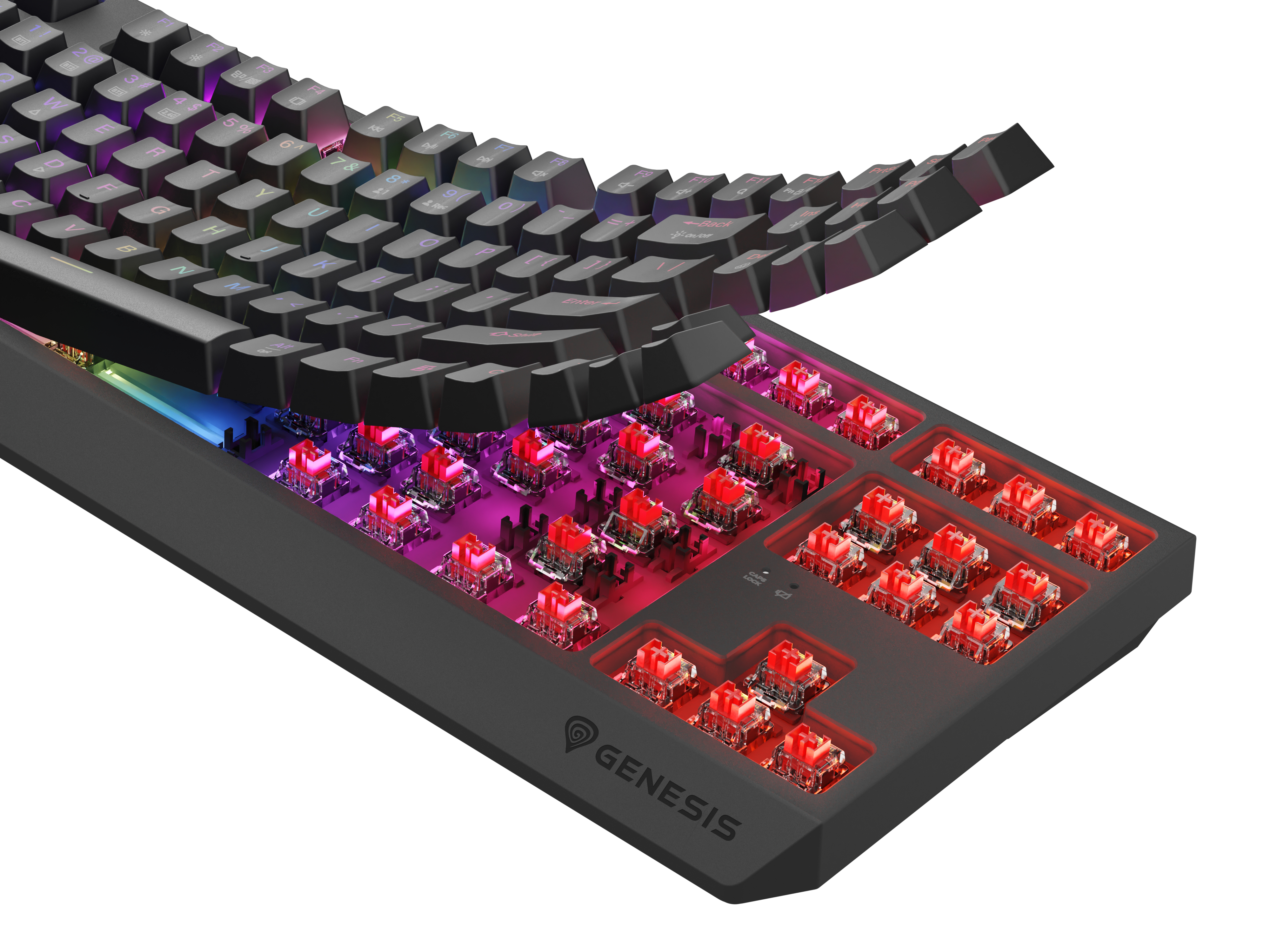 Genesis Gaming Keyboard Genesis Thor 230 TKL Wireless Us Black RGB Mechanical Outemu Red