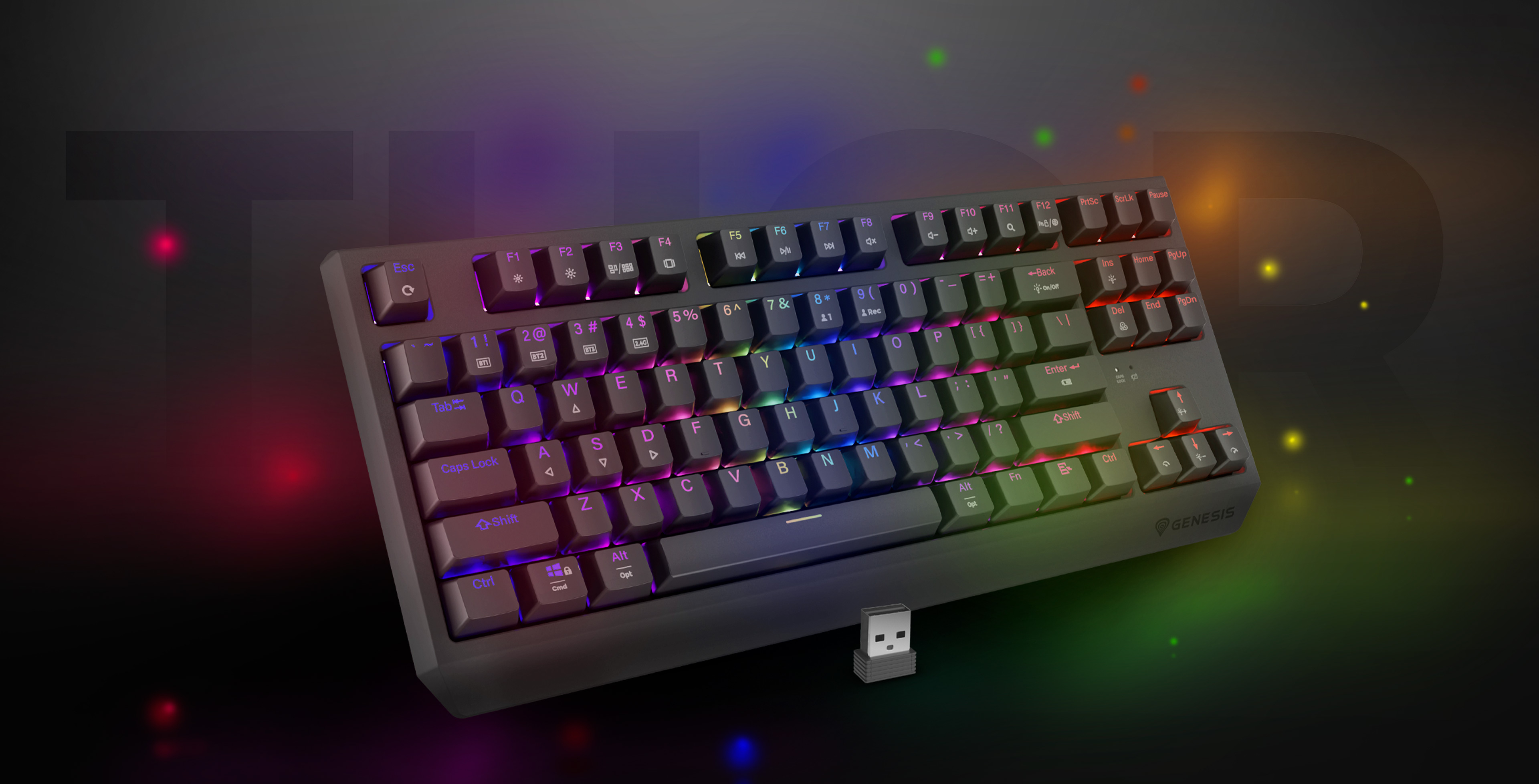 Genesis Gaming Keyboard Genesis Thor 230 TKL Wireless Us Black RGB Mechanical Outemu Red