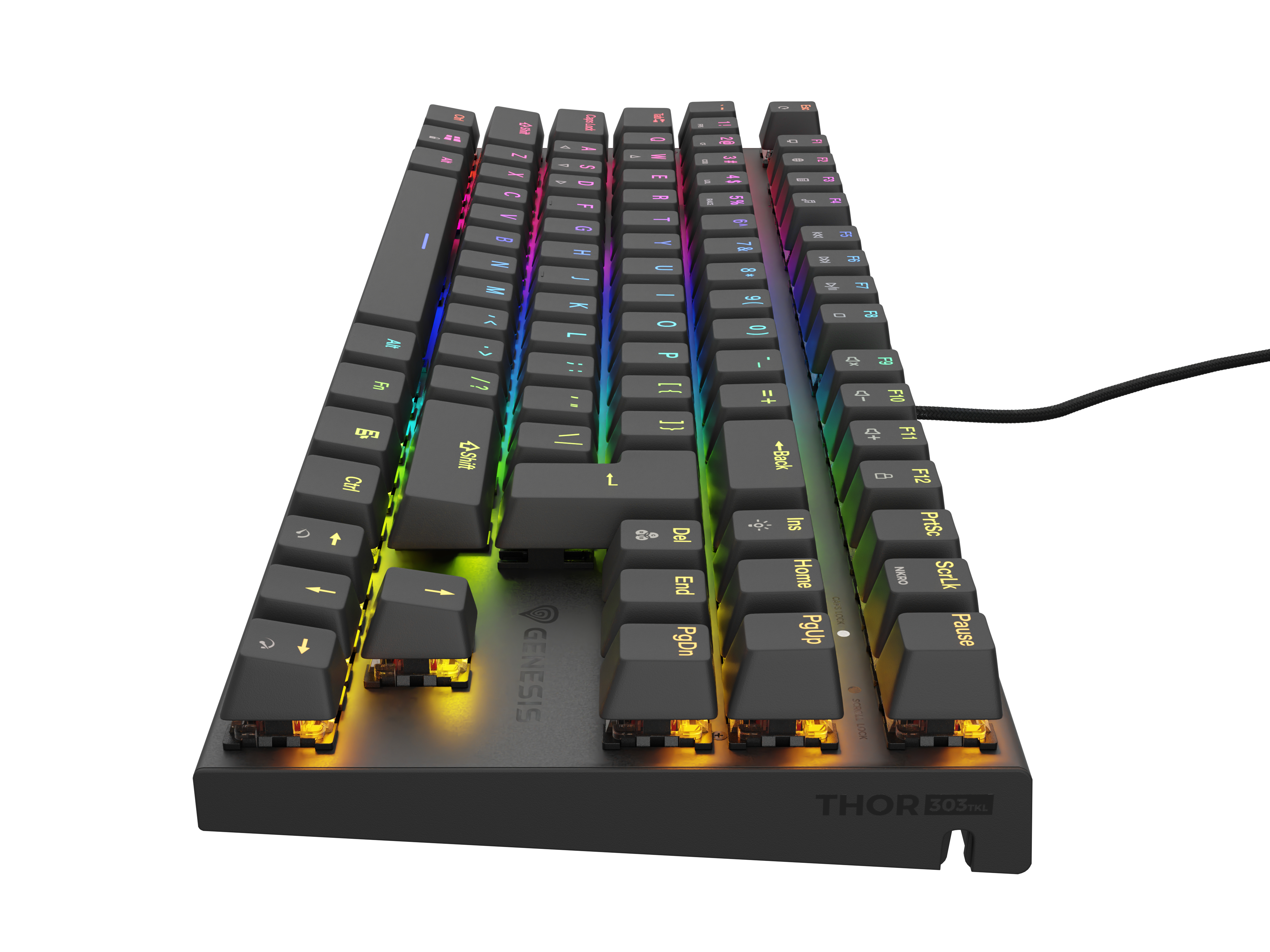Genesis Gaming Keyboard Genesis Thor 303 TKL Black Us Layout RGB Backlight Mechanical Red Switch Hot Swap