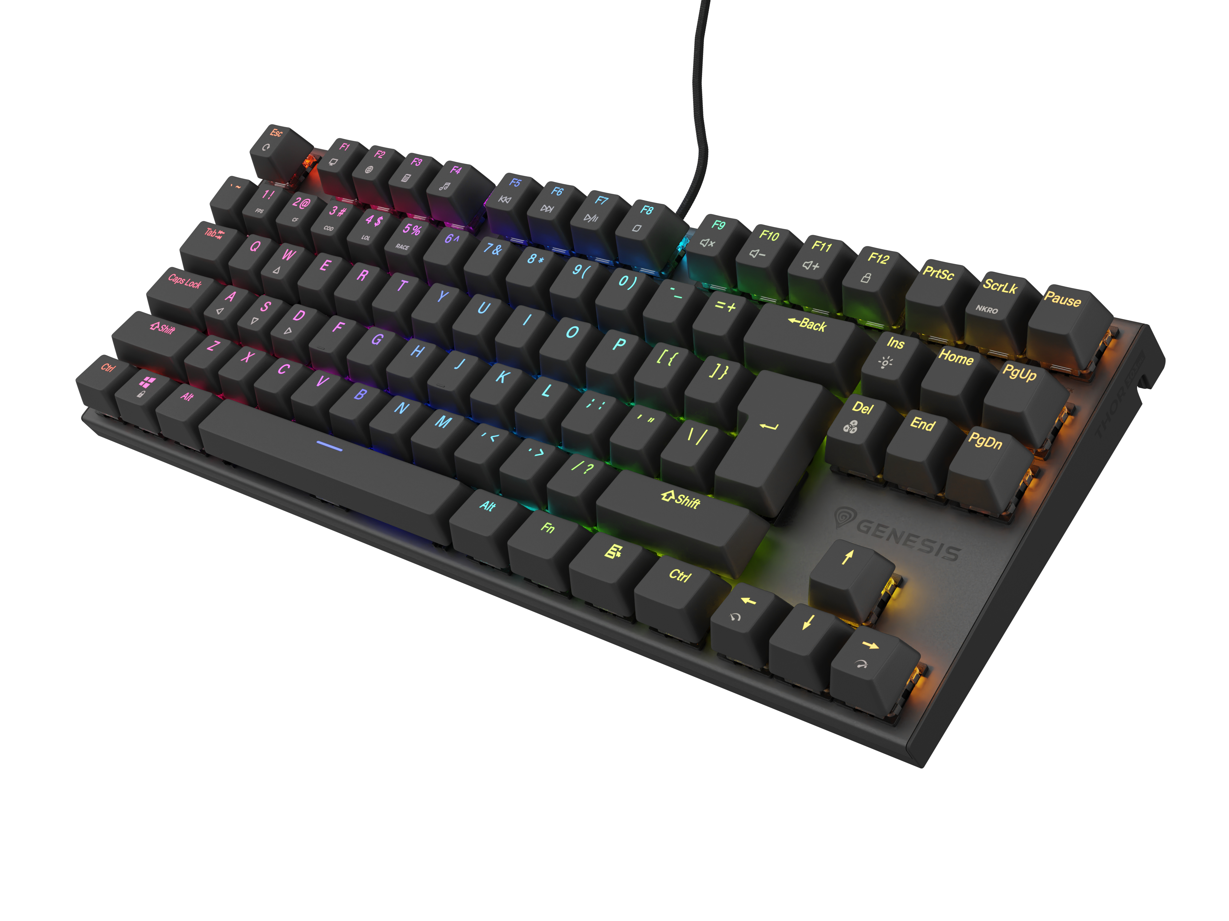 Genesis Gaming Keyboard Genesis Thor 303 TKL Black Us Layout RGB Backlight Mechanical Red Switch Hot Swap