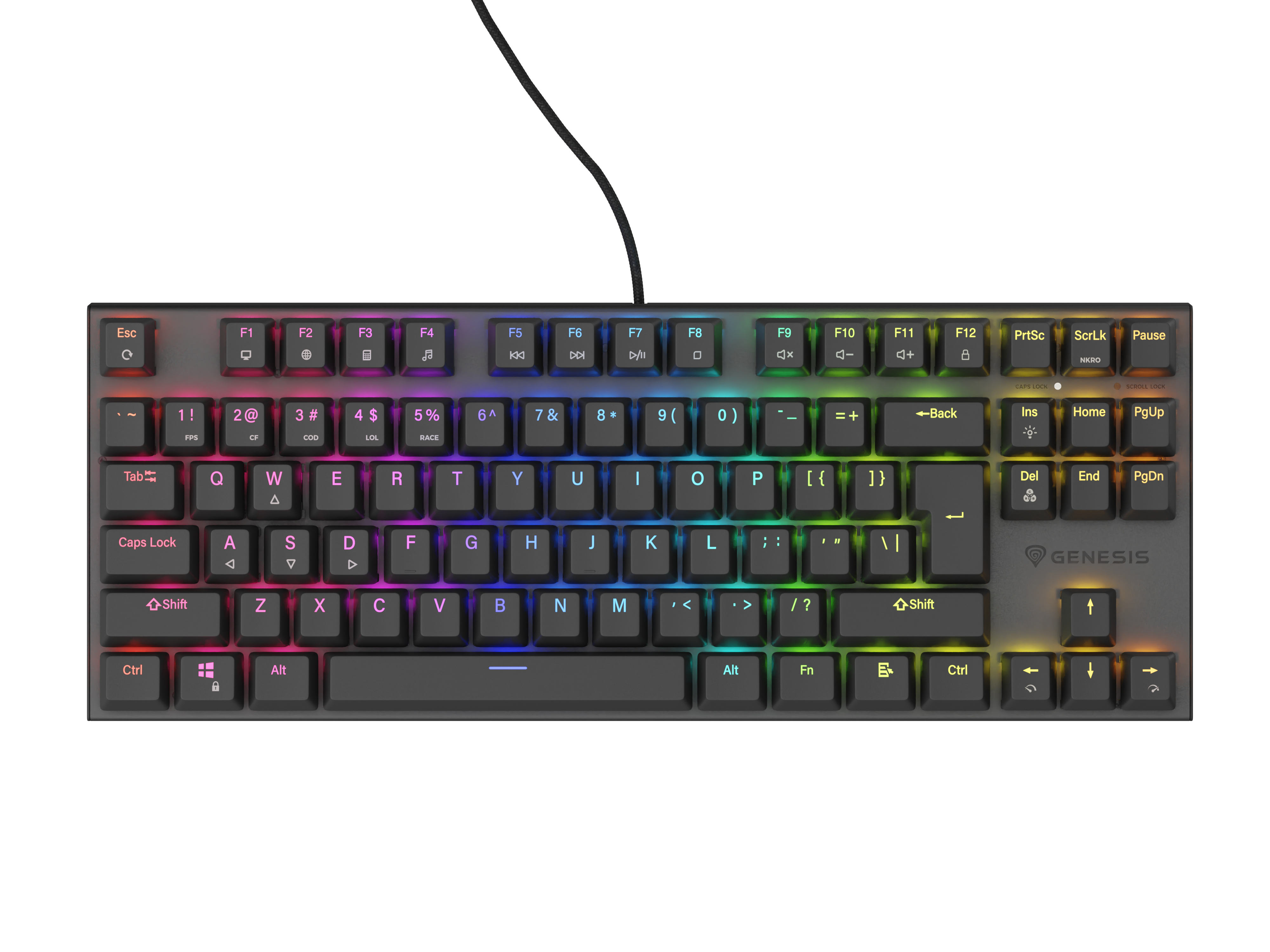 Genesis Gaming Keyboard Genesis Thor 303 TKL Black Us Layout RGB Backlight Mechanical Red Switch Hot Swap