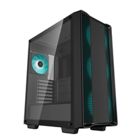 DeepCool CC560 Mid-Tower ATX PC Case, 4x Pre-Installed 120mm Marrs Green LED Fans, Tempered Glass Side Panel, 1xUSB:3.0/1xUSB:2.0/1xAudio