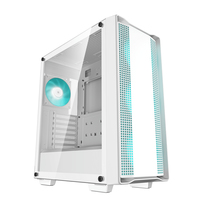 DeepCool CC560 WH Mid-Tower ATX White PC Case, 4x Pre-Installed 120mm Marrs Green LED Fans, Tempered Glass Side Panel, 1xUSB:3.0/1xUSB:2.0/1xAudio