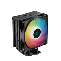 DeepCool AG400 DIGITAL ARGB 4x Heat Pipe All Black ARGB Single Tower CPU Air Cooler, Real-Time CPU Status Screen, 1x 120mm Hydro Bearing PWM ARGB High Performance Fan, Intel: LGA1700/1200/1151/1150/1155 AMD: AM5/AM4, Easy Install, 220W TDP