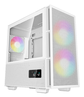 DeepCool CH360 DIGITAL WH mATX Airflow case, Dual Status Display, 2x Pre-Installed 140mm ARGB Fans, 120mm ARGB rear fan, Hybrid Mesh/Tempered Glass Side Panel, Magnetic Mesh Filter, Type-C, USB 3.0, White