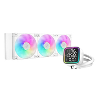 DeepCool LD360 WH Liquid Cooler 360mm 5th Gen Pump 3400 RPM AIO Real-time CPU Status Screen Anti-Leak Tech with ARGB Fans and Dual Gradient Halo Effect Mirror, White